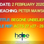 Sunday 2 February 2020 | Peter Mawson | Begone Unbelief